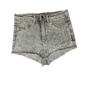 H&M divided black rine stone gray fringe high waist shorts size 4